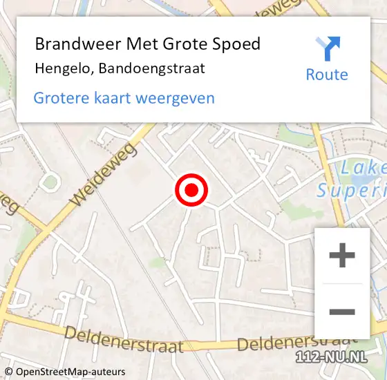 Locatie op kaart van de 112 melding: Brandweer Met Grote Spoed Naar Hengelo, Bandoengstraat op 9 maart 2015 13:51