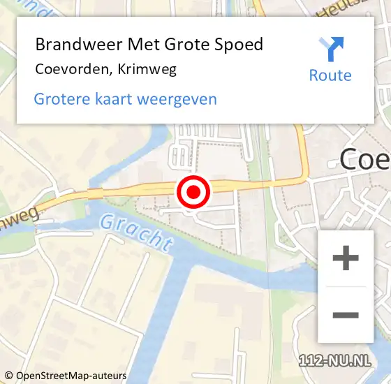 Locatie op kaart van de 112 melding: Brandweer Met Grote Spoed Naar Coevorden, Krimweg op 9 maart 2015 14:11