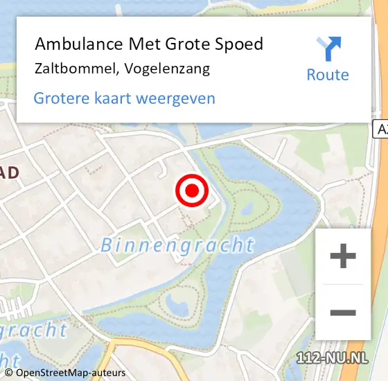 Locatie op kaart van de 112 melding: Ambulance Met Grote Spoed Naar Zaltbommel, Vogelenzang op 9 maart 2015 14:28