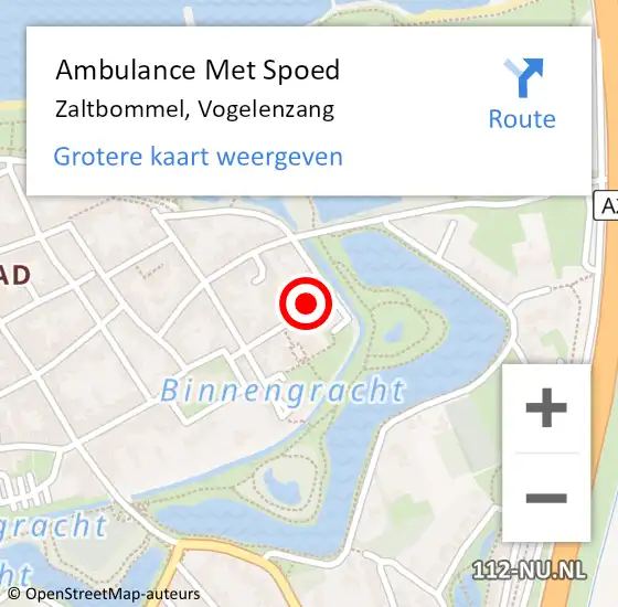 Locatie op kaart van de 112 melding: Ambulance Met Spoed Naar Zaltbommel, Vogelenzang op 9 maart 2015 14:38