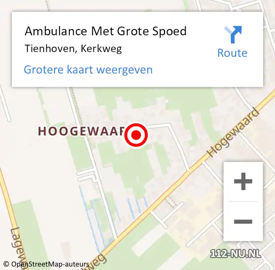 Locatie op kaart van de 112 melding: Ambulance Met Grote Spoed Naar Tienhoven, Kerkweg op 1 november 2013 09:03