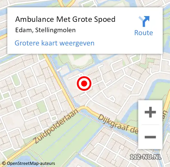 Locatie op kaart van de 112 melding: Ambulance Met Grote Spoed Naar Edam, Stellingmolen op 9 maart 2015 16:13