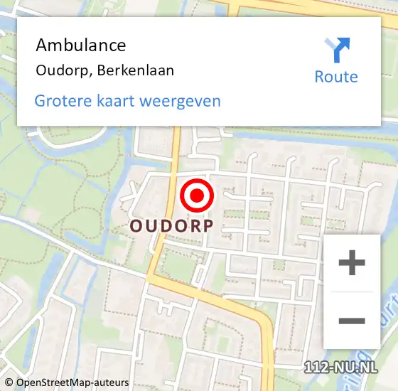 Locatie op kaart van de 112 melding: Ambulance Oudorp, Berkenlaan op 9 maart 2015 16:29