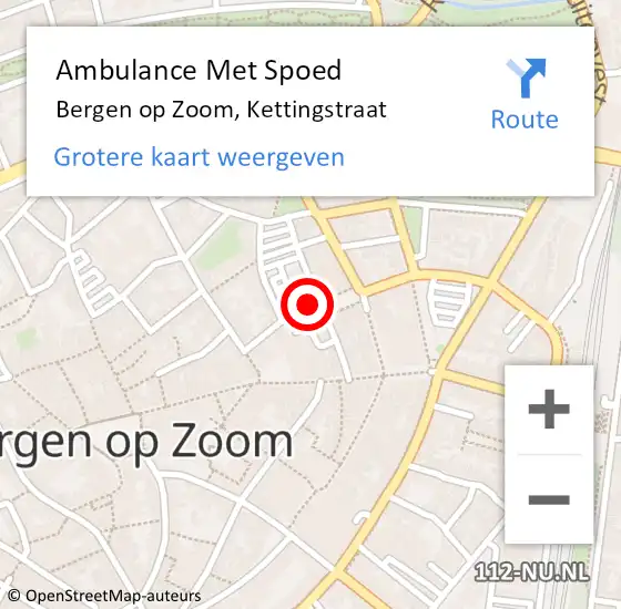 Locatie op kaart van de 112 melding: Ambulance Met Spoed Naar Bergen op Zoom, Kettingstraat op 9 maart 2015 16:32