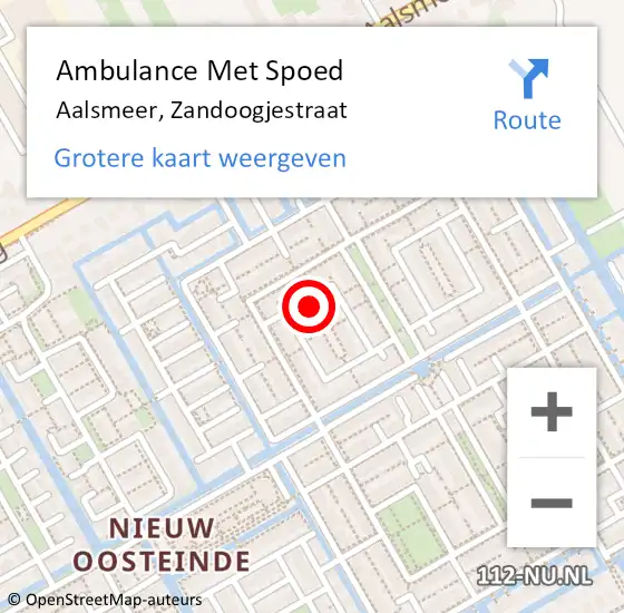 Locatie op kaart van de 112 melding: Ambulance Met Spoed Naar Aalsmeer, Zandoogjestraat op 9 maart 2015 16:35
