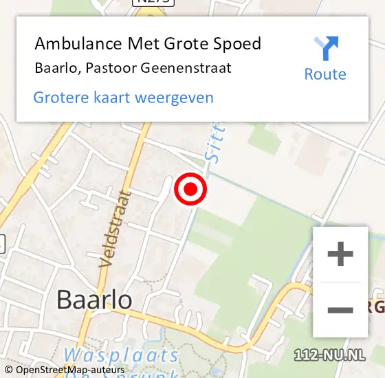 Locatie op kaart van de 112 melding: Ambulance Met Grote Spoed Naar Baarlo, Pastoor Geenenstraat op 9 maart 2015 17:19