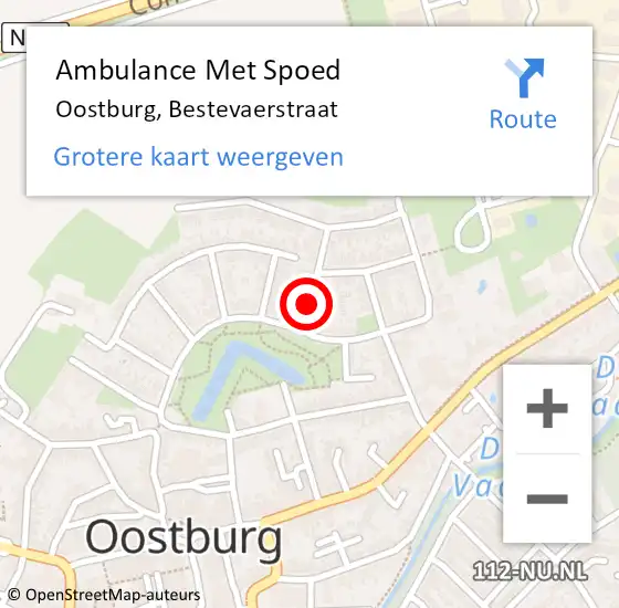 Locatie op kaart van de 112 melding: Ambulance Met Spoed Naar Oostburg, Bestevaerstraat op 9 maart 2015 18:06