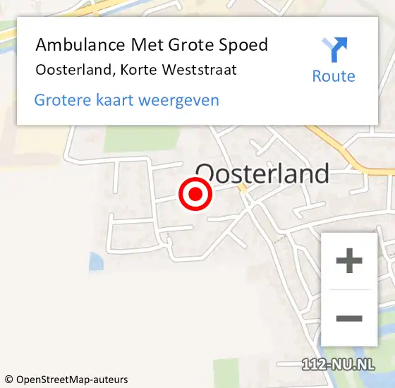 Locatie op kaart van de 112 melding: Ambulance Met Grote Spoed Naar Oosterland, Korte Weststraat op 9 maart 2015 18:36