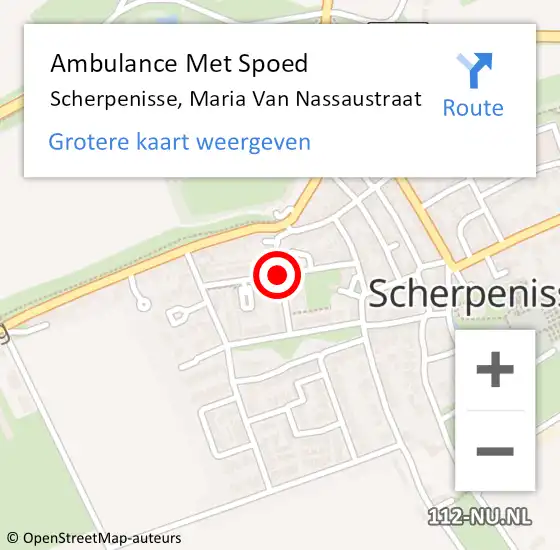 Locatie op kaart van de 112 melding: Ambulance Met Spoed Naar Scherpenisse, Maria Van Nassaustraat op 9 maart 2015 19:03