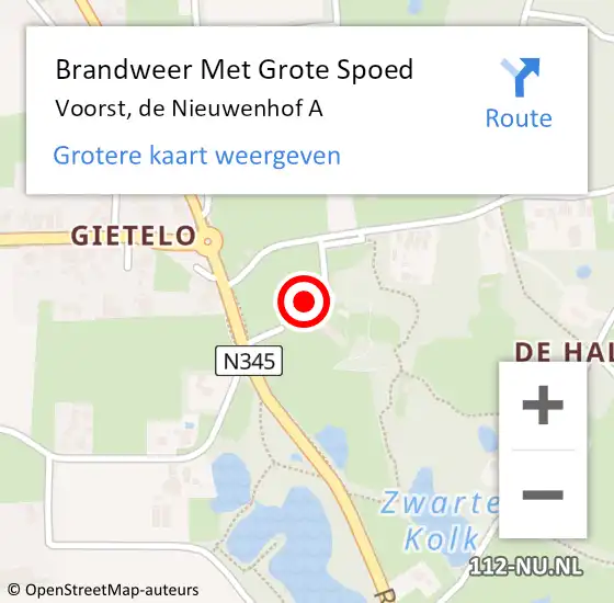 Locatie op kaart van de 112 melding: Brandweer Met Grote Spoed Naar Voorst, de Nieuwenhof A op 9 maart 2015 19:14