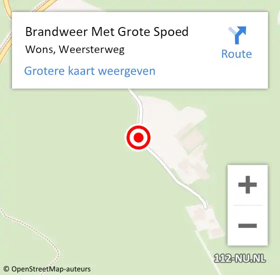 Locatie op kaart van de 112 melding: Brandweer Met Grote Spoed Naar Wons, Weersterweg op 1 november 2013 09:40