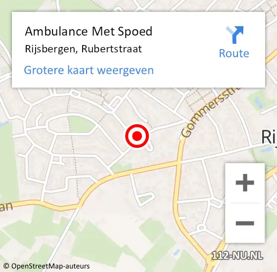 Locatie op kaart van de 112 melding: Ambulance Met Spoed Naar Rijsbergen, Rubertstraat op 9 maart 2015 23:53