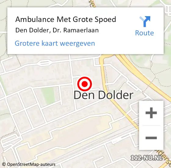 Locatie op kaart van de 112 melding: Ambulance Met Grote Spoed Naar Den Dolder, Dr. Ramaerlaan op 1 november 2013 09:51