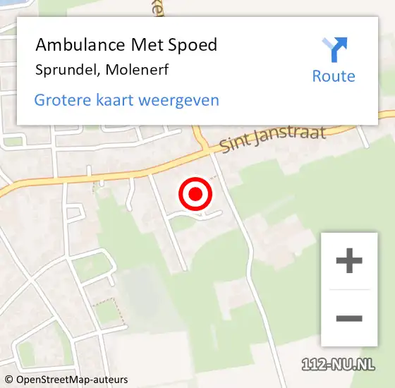 Locatie op kaart van de 112 melding: Ambulance Met Spoed Naar Sprundel, Molenerf op 10 maart 2015 04:56