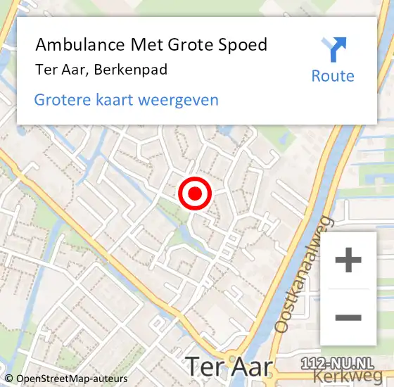 Locatie op kaart van de 112 melding: Ambulance Met Grote Spoed Naar Ter Aar, Berkenpad op 10 maart 2015 05:59