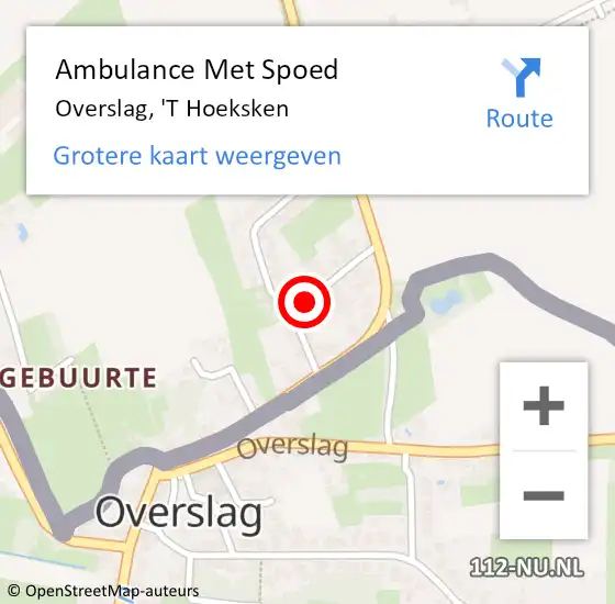 Locatie op kaart van de 112 melding: Ambulance Met Spoed Naar Overslag, 'T Hoeksken op 10 maart 2015 06:03