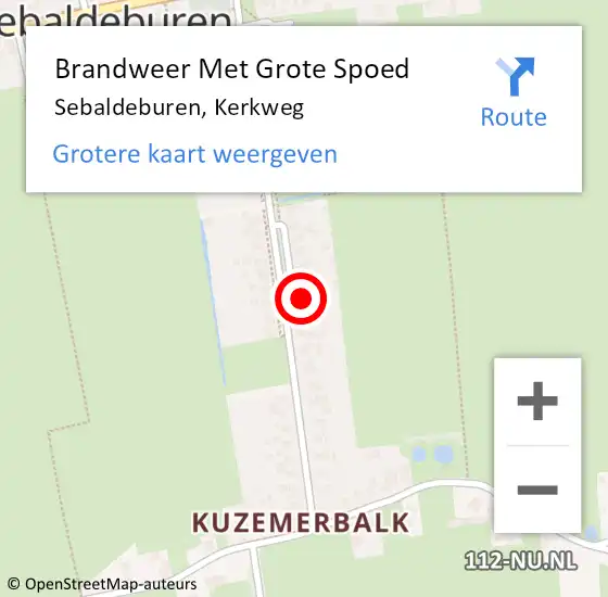 Locatie op kaart van de 112 melding: Brandweer Met Grote Spoed Naar Sebaldeburen, Kerkweg op 10 maart 2015 07:18