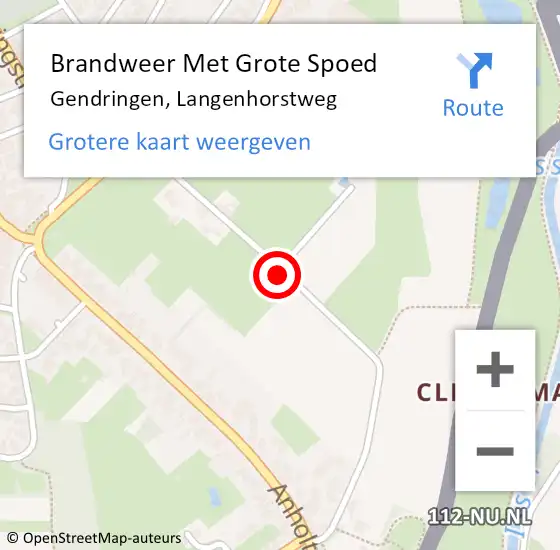 Locatie op kaart van de 112 melding: Brandweer Met Grote Spoed Naar Gendringen, Langenhorstweg op 10 maart 2015 08:11