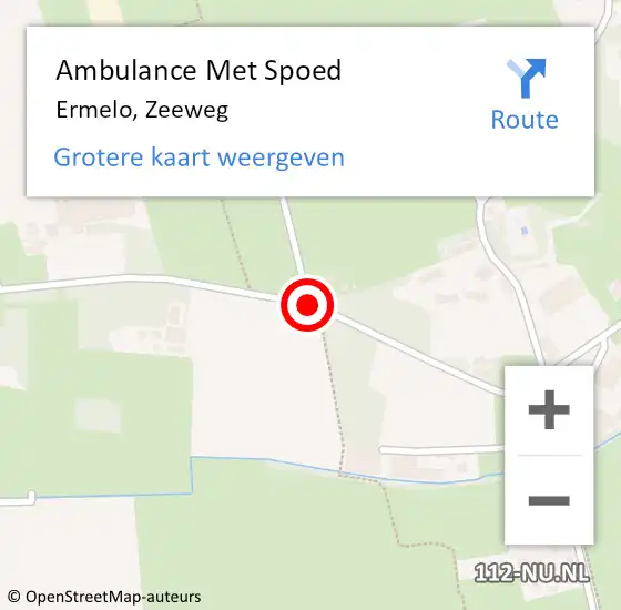 Locatie op kaart van de 112 melding: Ambulance Met Spoed Naar Ermelo, Zeeweg op 10 maart 2015 08:16