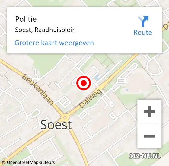 Locatie op kaart van de 112 melding: Politie Soest, Raadhuisplein op 10 maart 2015 08:18