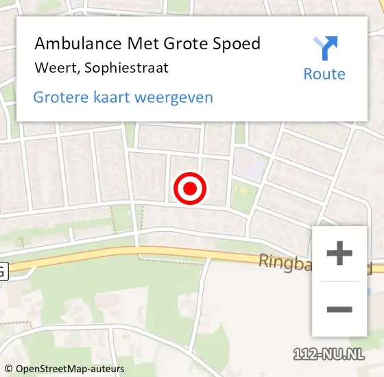 Locatie op kaart van de 112 melding: Ambulance Met Grote Spoed Naar Weert, Sophiestraat op 10 maart 2015 08:20