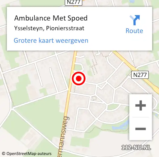 Locatie op kaart van de 112 melding: Ambulance Met Spoed Naar Ysselsteyn, Pioniersstraat op 10 maart 2015 08:22