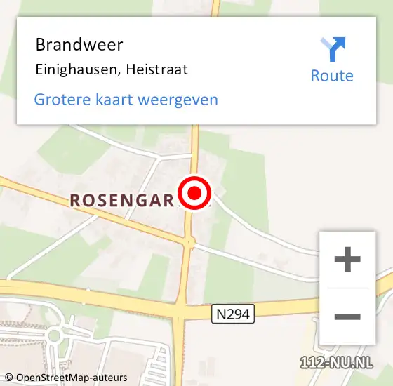 Locatie op kaart van de 112 melding: Brandweer Einighausen, Heistraat op 10 maart 2015 08:34