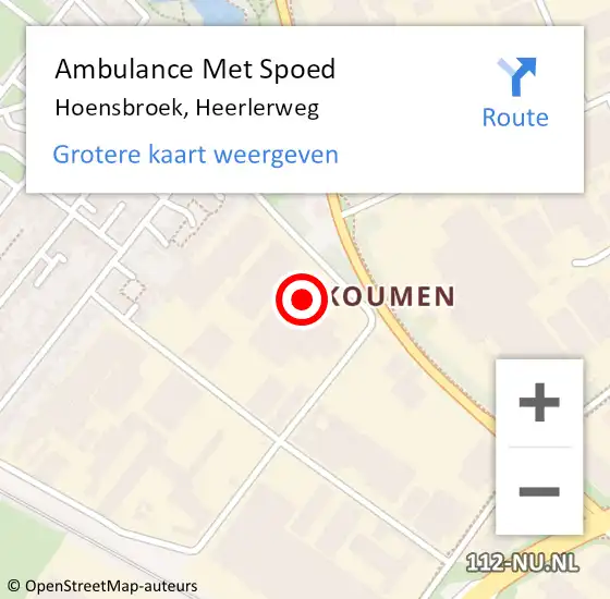 Locatie op kaart van de 112 melding: Ambulance Met Spoed Naar Hoensbroek, Heerlerweg op 10 maart 2015 08:37