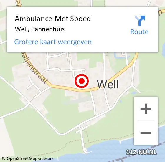 Locatie op kaart van de 112 melding: Ambulance Met Spoed Naar Well, Pannenhuis op 10 maart 2015 08:38