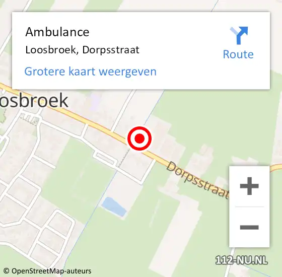 Locatie op kaart van de 112 melding: Ambulance Loosbroek, Dorpsstraat op 10 maart 2015 08:38