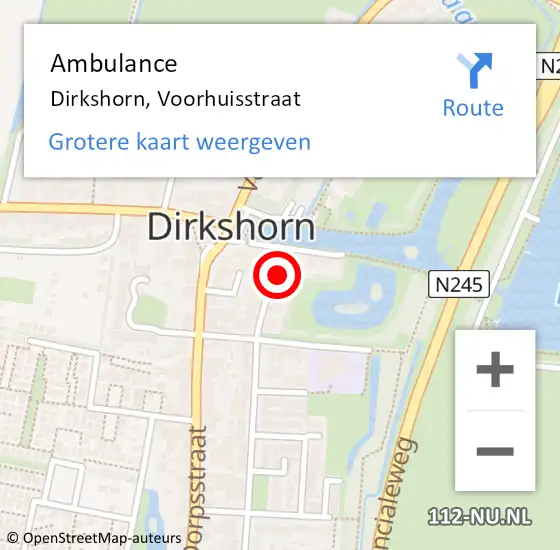 Locatie op kaart van de 112 melding: Ambulance Dirkshorn, Voorhuisstraat op 10 maart 2015 08:46