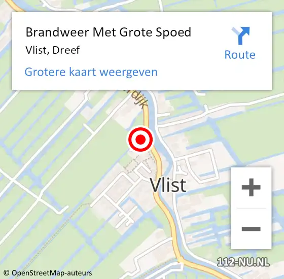 Locatie op kaart van de 112 melding: Brandweer Met Grote Spoed Naar Vlist, Dreef op 10 maart 2015 09:00