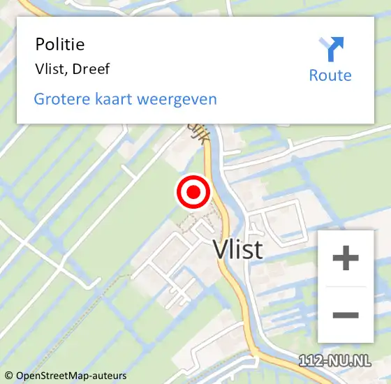 Locatie op kaart van de 112 melding: Politie Vlist, Dreef op 10 maart 2015 09:25