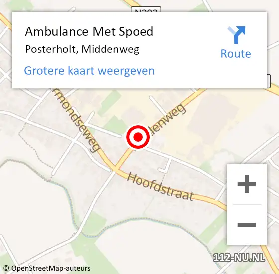 Locatie op kaart van de 112 melding: Ambulance Met Spoed Naar Posterholt, Middenweg op 10 maart 2015 10:11