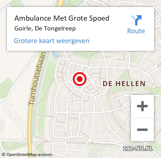 Locatie op kaart van de 112 melding: Ambulance Met Grote Spoed Naar Goirle, De Tongelreep op 1 november 2013 10:16