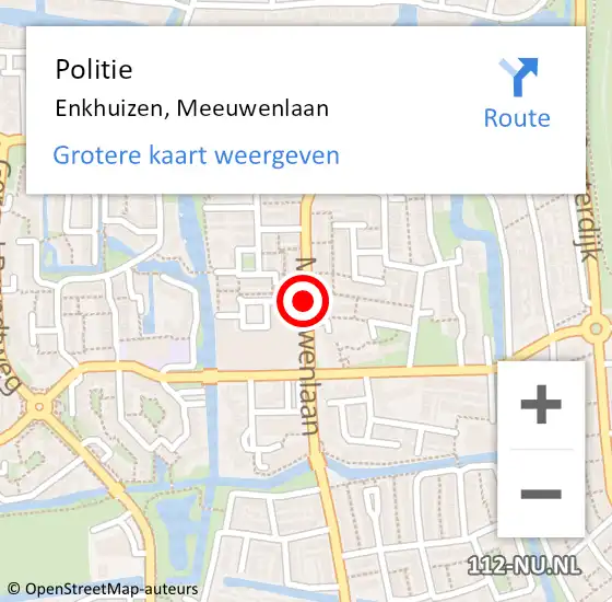 Locatie op kaart van de 112 melding: Politie Enkhuizen, Meeuwenlaan op 10 maart 2015 11:25