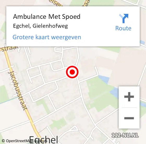 Locatie op kaart van de 112 melding: Ambulance Met Spoed Naar Egchel, Gielenhofweg op 10 maart 2015 11:25