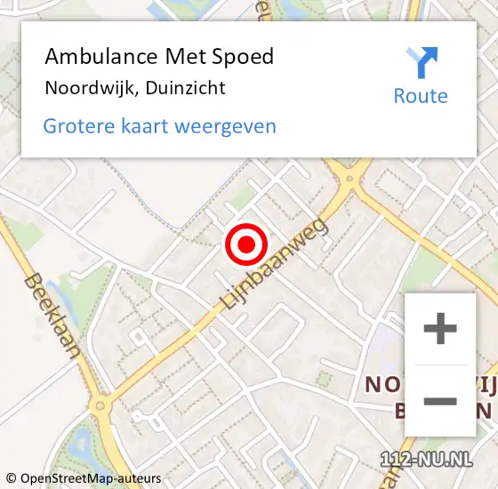 Locatie op kaart van de 112 melding: Ambulance Met Spoed Naar Noordwijk, Duinzicht op 10 maart 2015 11:42