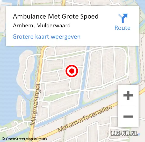 Locatie op kaart van de 112 melding: Ambulance Met Grote Spoed Naar Arnhem, Mulderwaard op 10 maart 2015 12:12