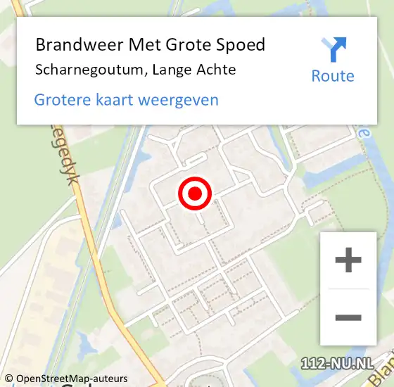 Locatie op kaart van de 112 melding: Brandweer Met Grote Spoed Naar Scharnegoutum, Lange Achte op 10 maart 2015 12:21