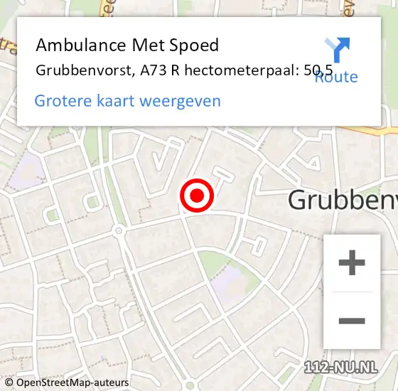 Locatie op kaart van de 112 melding: Ambulance Met Spoed Naar Grubbenvorst, Burg Gielenstraat op 10 maart 2015 12:50