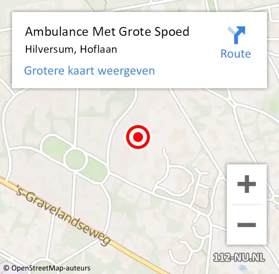 Locatie op kaart van de 112 melding: Ambulance Met Grote Spoed Naar Hilversum, Hoflaan op 10 maart 2015 13:29