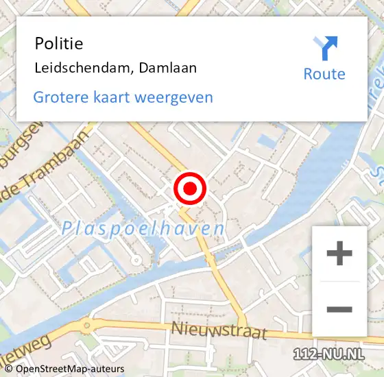 Locatie op kaart van de 112 melding: Politie Leidschendam, Damlaan op 10 maart 2015 13:45