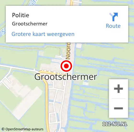 Locatie op kaart van de 112 melding: Politie Grootschermer op 10 maart 2015 13:58