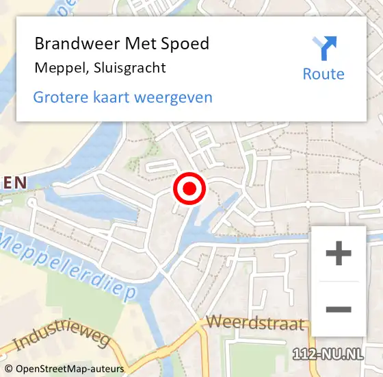 Locatie op kaart van de 112 melding: Brandweer Met Spoed Naar Meppel, Sluisgracht op 10 maart 2015 14:02
