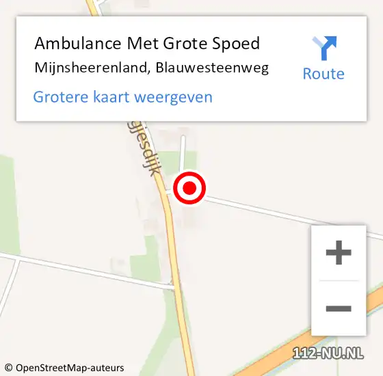 Locatie op kaart van de 112 melding: Ambulance Met Grote Spoed Naar Mijnsheerenland, Blauwesteenweg op 10 maart 2015 14:18