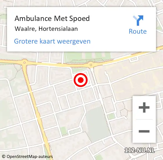 Locatie op kaart van de 112 melding: Ambulance Met Spoed Naar Waalre, Hortensialaan op 10 maart 2015 15:02