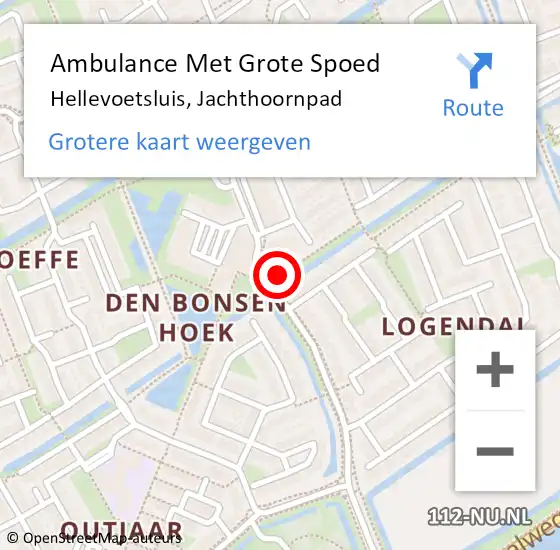 Locatie op kaart van de 112 melding: Ambulance Met Grote Spoed Naar Hellevoetsluis, Jachthoornpad op 1 november 2013 10:44