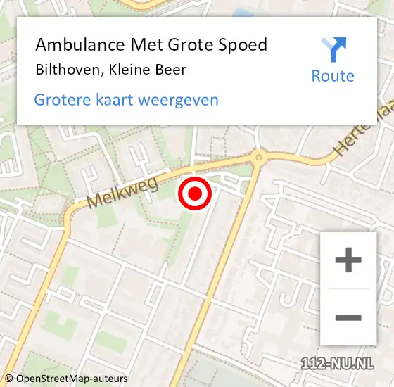 Locatie op kaart van de 112 melding: Ambulance Met Grote Spoed Naar Bilthoven, Kleine Beer op 10 maart 2015 15:15