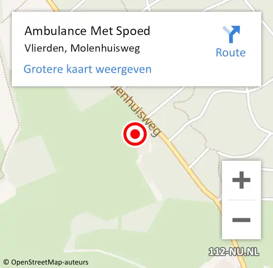 Locatie op kaart van de 112 melding: Ambulance Met Spoed Naar Vlierden, Molenhuisweg op 10 maart 2015 15:18